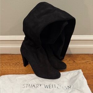 Stuart Weitzman Highland Black Suede Over the Knee Boots